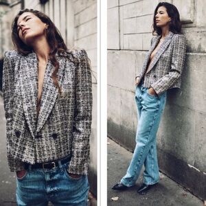 Zara Gray Tweed Blazer